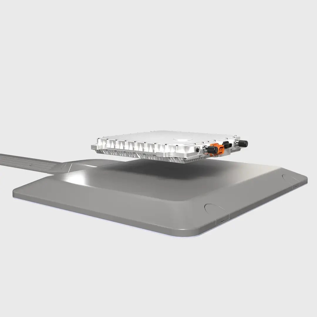 Example of an EV wireless charging vehicle receiver over a charging pad