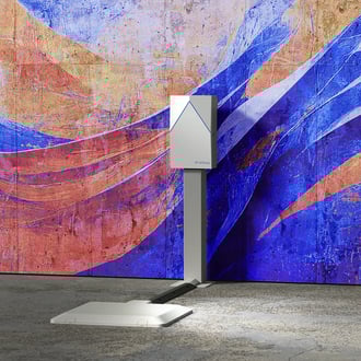 WiTricity Halo (TM) charging system against a colorful garage mural